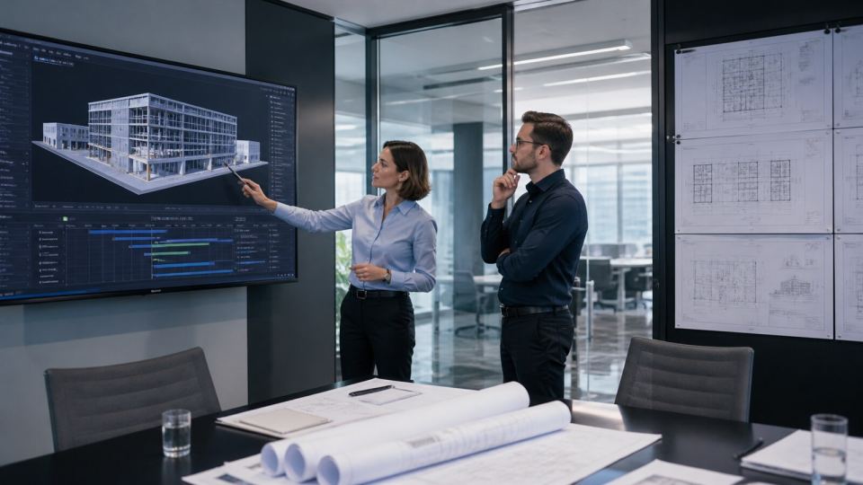 Representative digital construction planning review.